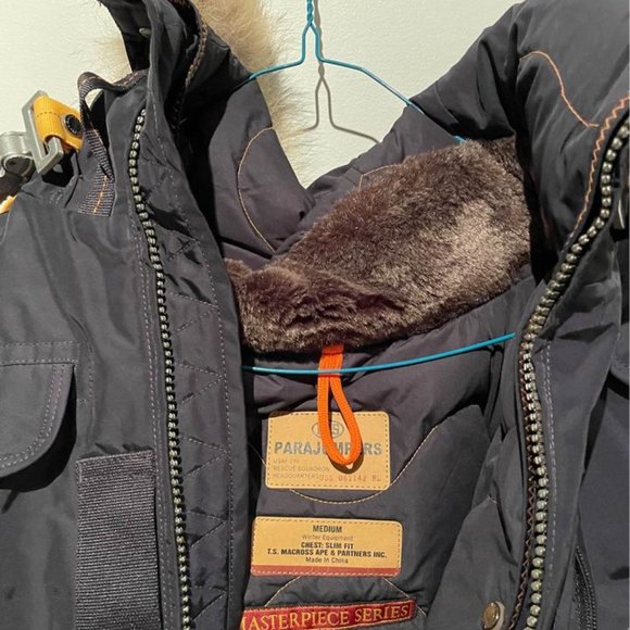 Mens Medium Parajumpers Gobi Bomber Jacket Navy - Picture 3 of 5